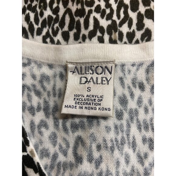Vintage Allison Daley  Cardigan Sweater S Leopard Print Y2K Retro Glam Mob Wife - Picture 4 of 7
